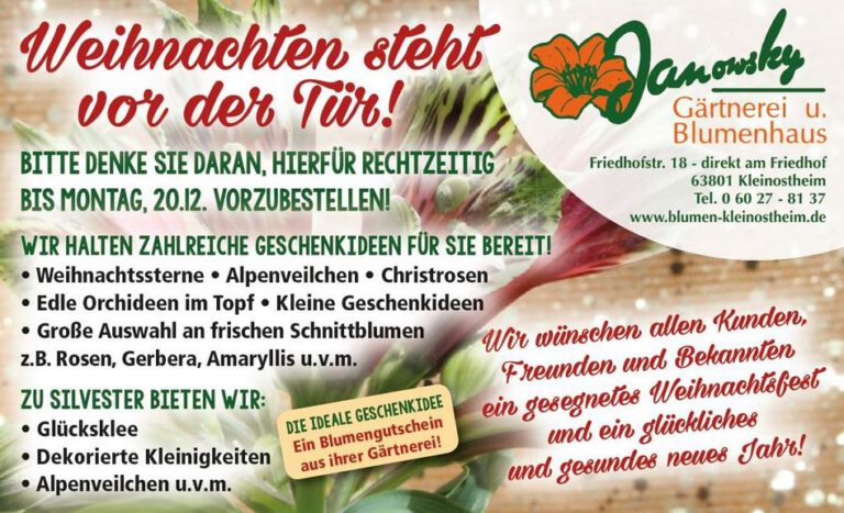 Geschenkideen bei Gärtnerei + Blumenhaus Janowski