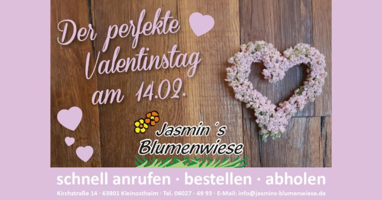 Valentinstag: jetzt vorbestellen bei Jasmins Blumenwiese