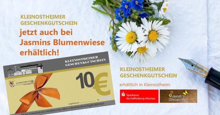 jetzt auch bei Jasmins Blumenwiese erhältlich: Unter Kleinostheimer Geschenkgutschein