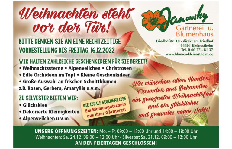 Gärtnerei Janowski: Weihnachten steht vor der Tür