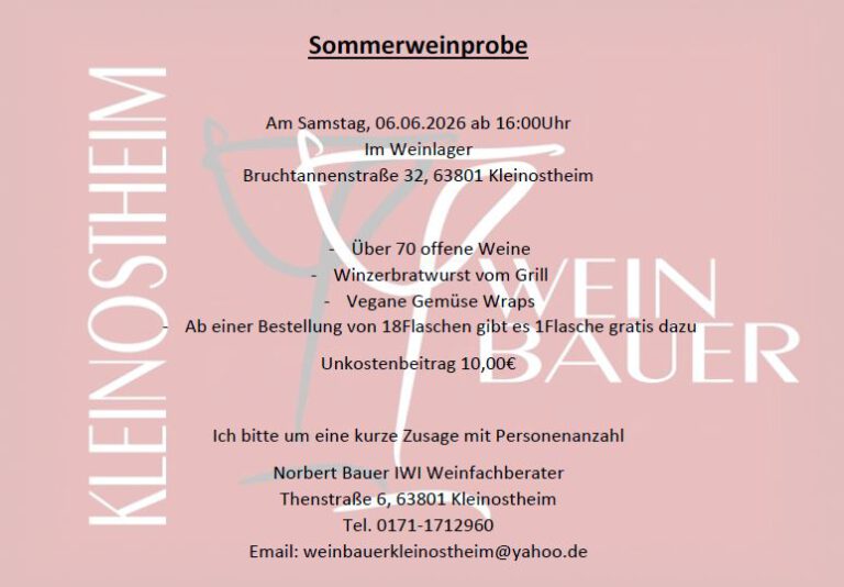 Tipp: Sommerweinprobe beim Weinbauer am 06.06.2026